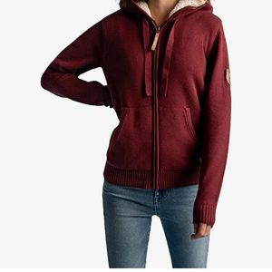Wanakome Woman’s Faux Fur Lined Front Zip Hoodie I’m Mulberry. Size Small